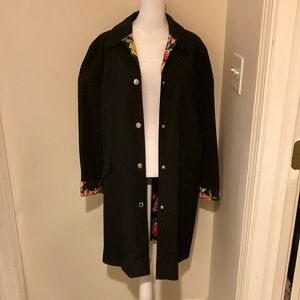 Jones New York Signature Reversible Black/Floral Raincoat L